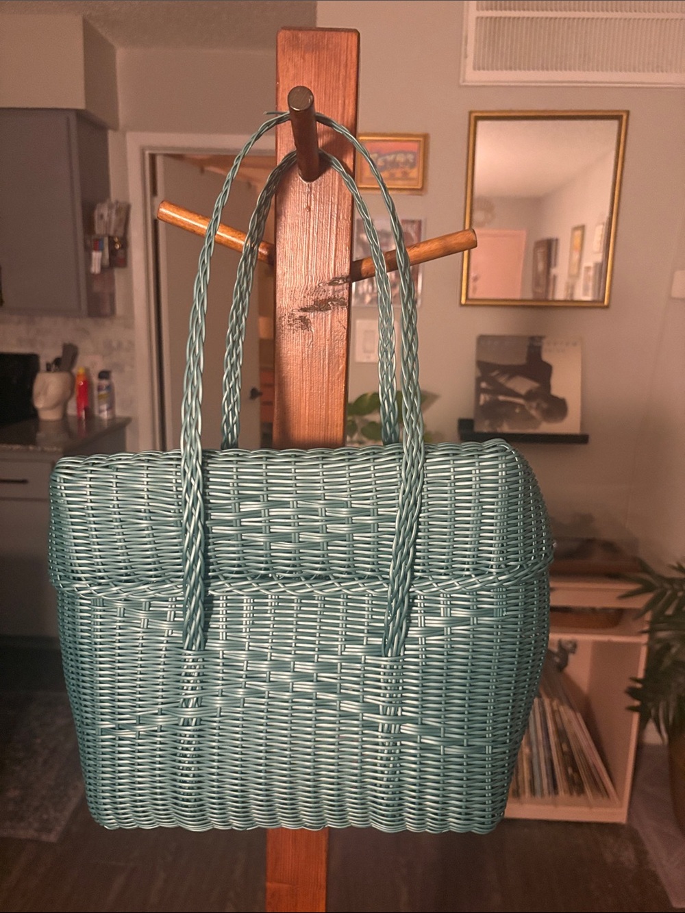 Woven Teal Tote Bag - Brand